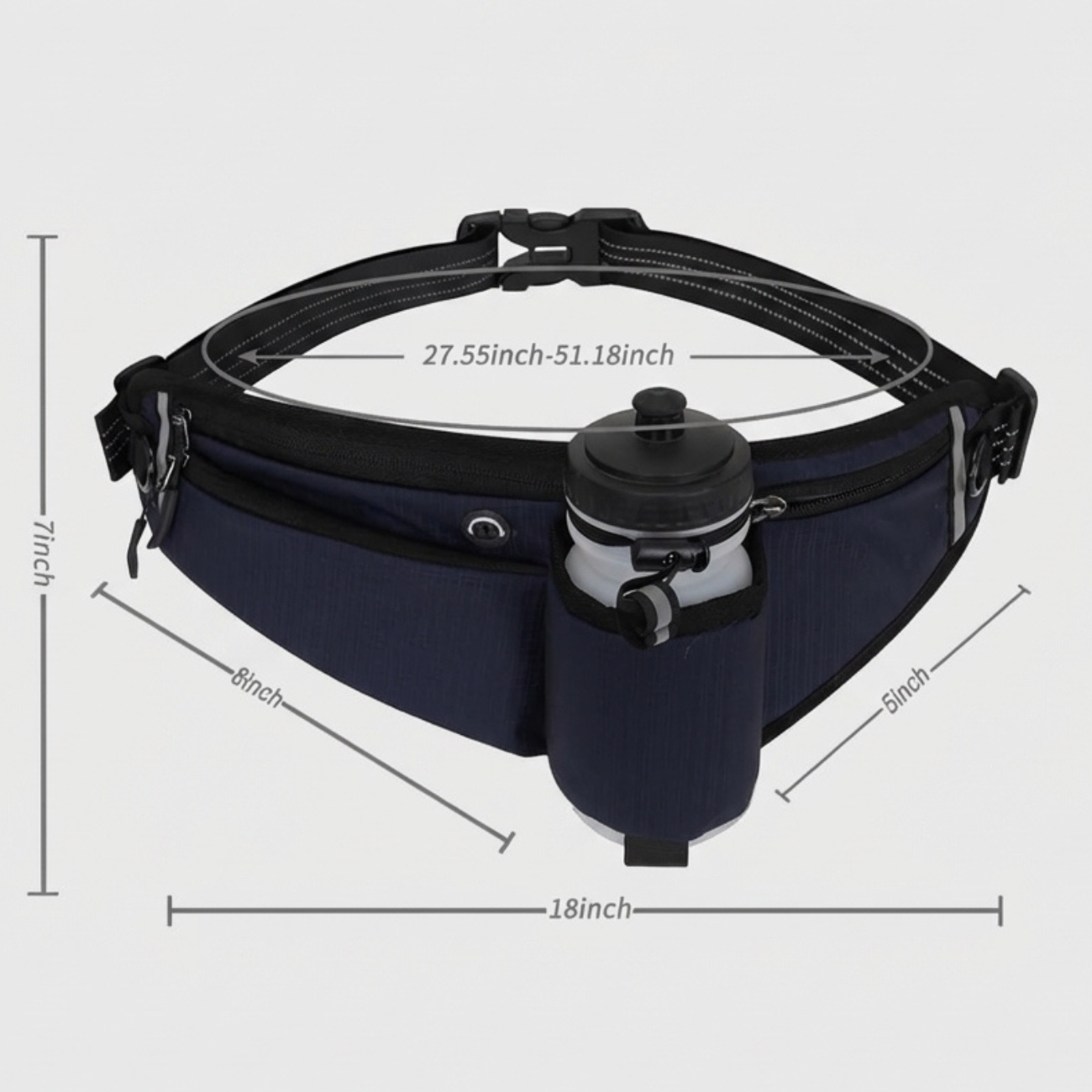 Ceinture de Running avec Porte-Bidon et Poches Zippées pour Course et Randonnée