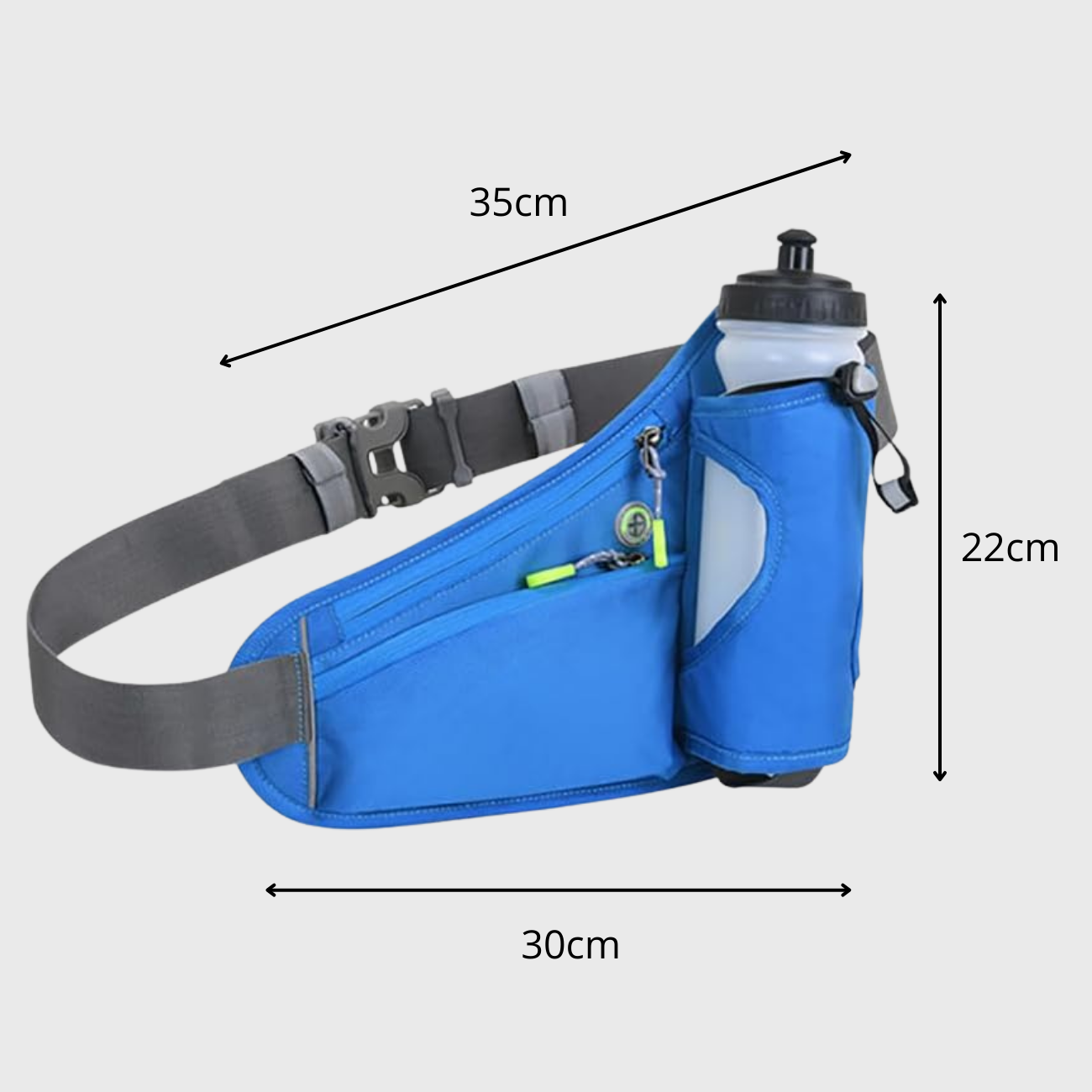 Ceinture de Running avec Porte-Bouteille Intégré, Poche Zippée et Bandes Réfléchissantes