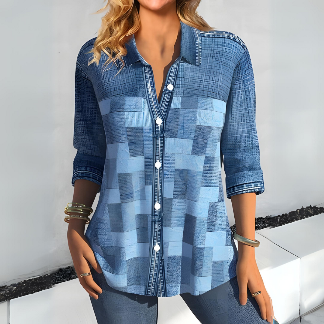 Blouse Femme - Manches 3/4 - Motif Patchwork