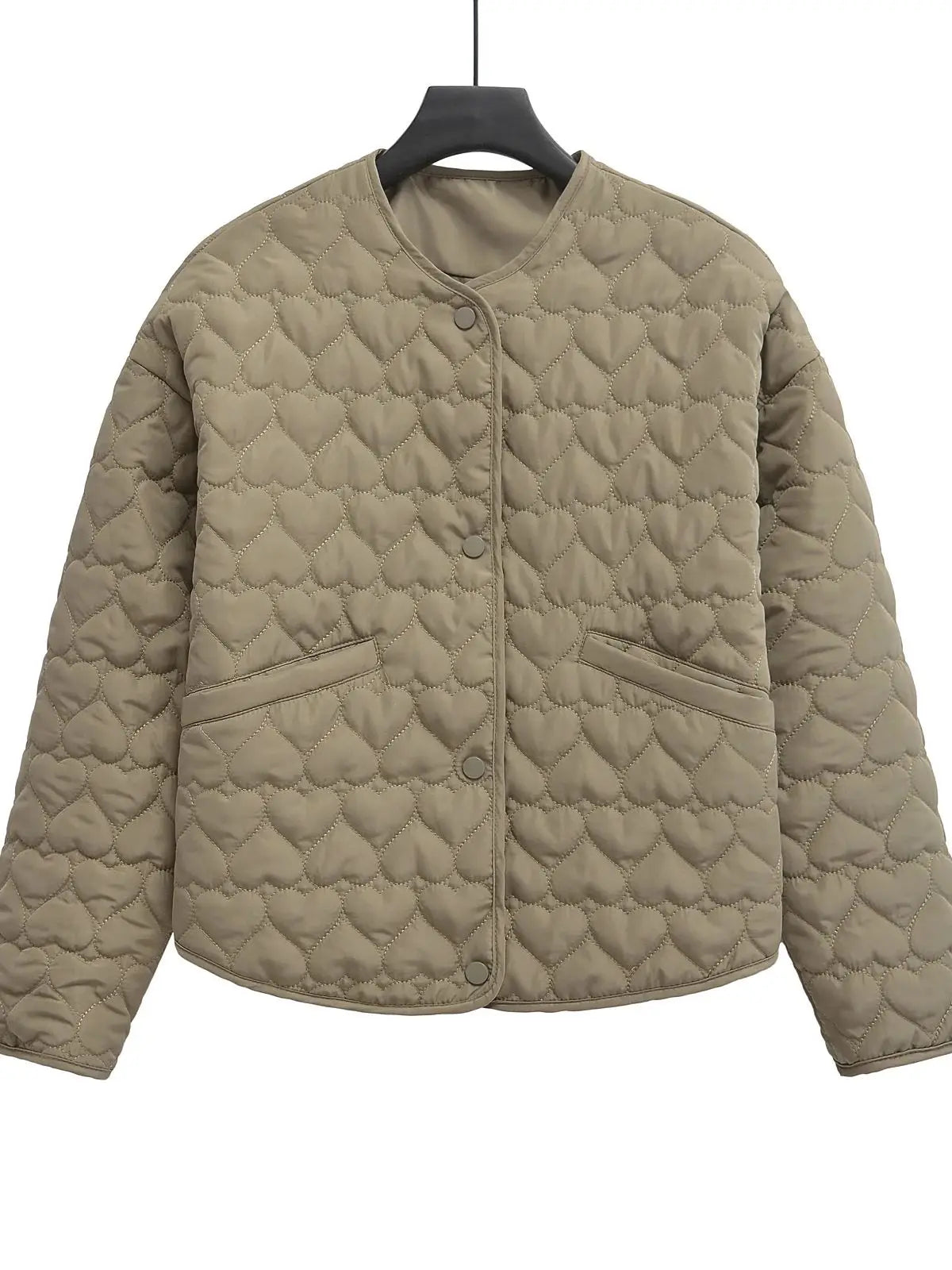 Emma Elegant Quilted Puffer Jacket with Heart Pattern