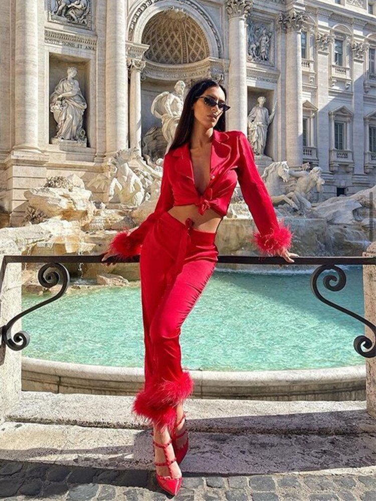 Ensemble Deux Pièces Femme - Chemise Boutonnée et Pantalon