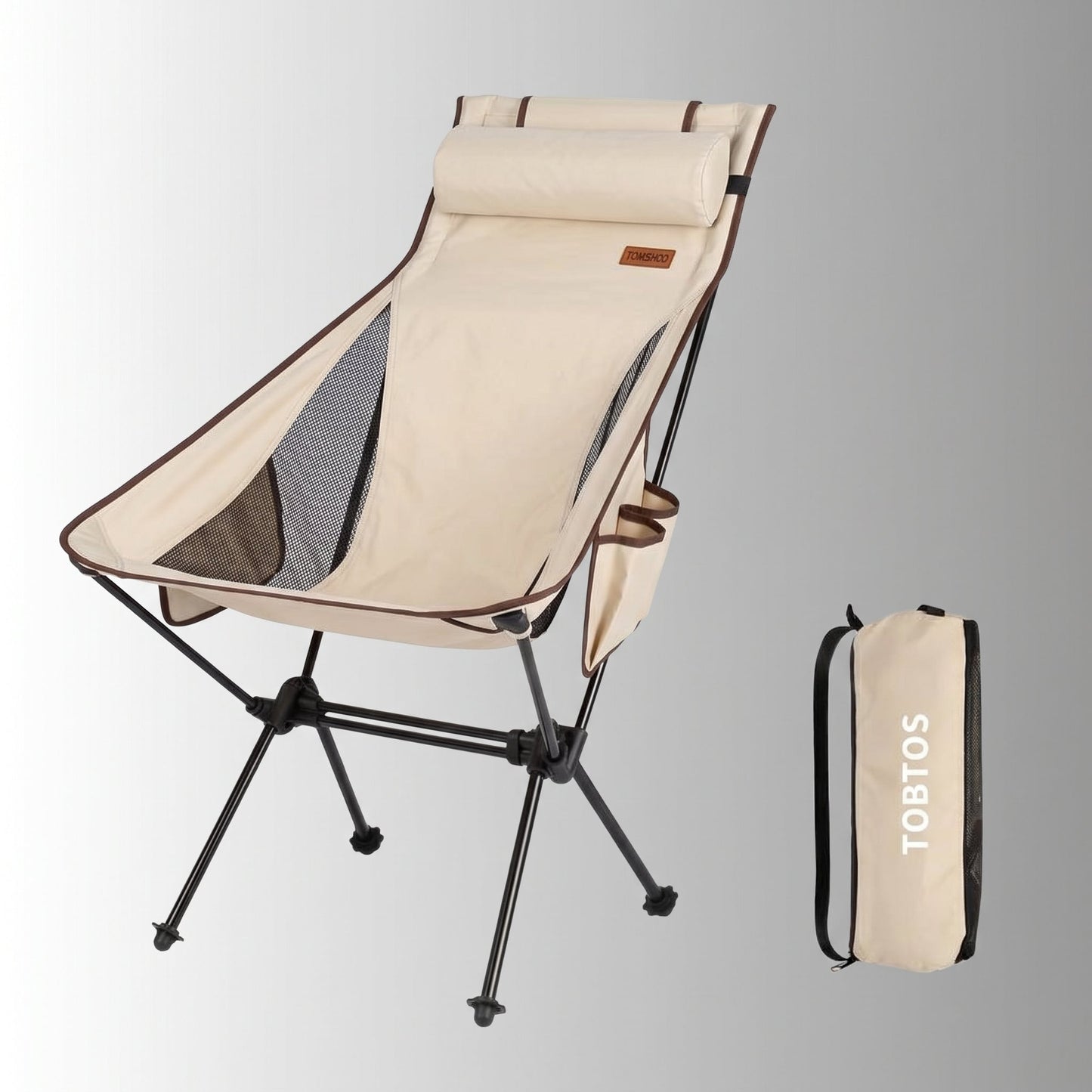 Chaise de Camping Pliable Haute avec Soutien Lombaire, Tissu Oxford Respirant, Charge 150 kg