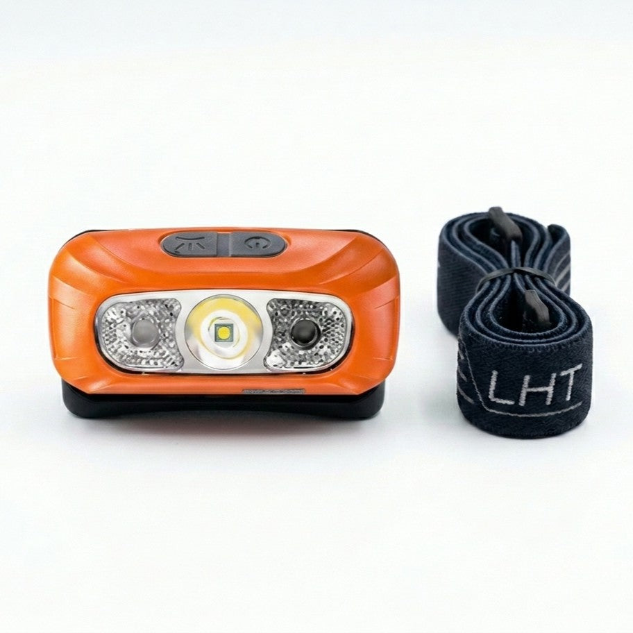 Rechargeable USB LED Headlamp with Motion Activation, Lightweight and Weatherproof