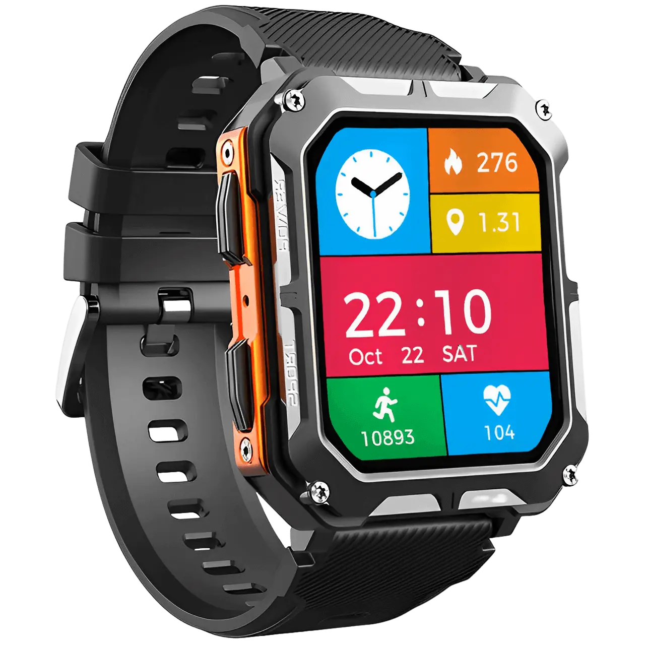 Montre Connectée Robuste Étanche IP68, Cardio et Podomètre, Autonomie Jusqu'à 14 Jours