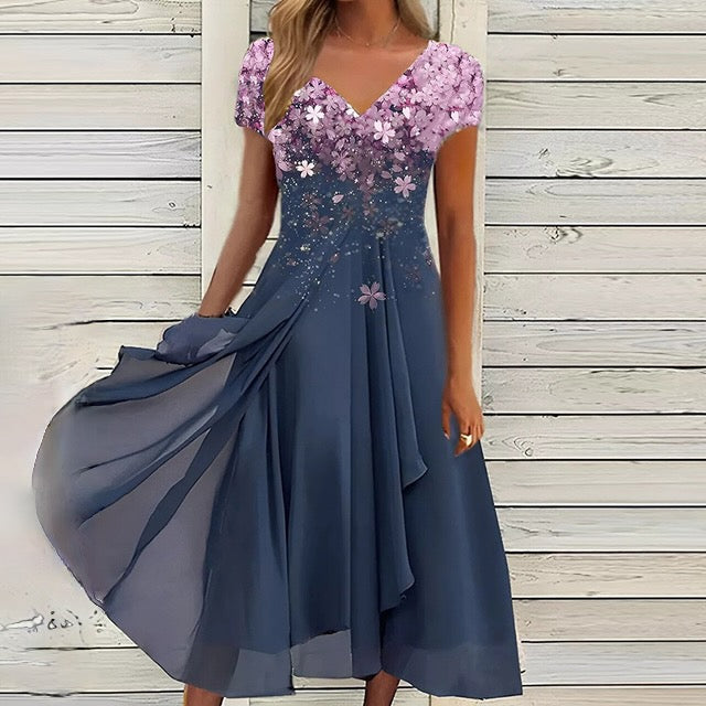 Robe Femme - Col V - Manches Courtes