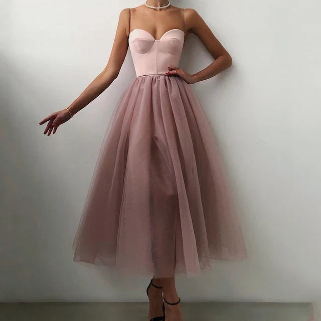 Robe de soirée femme - Décolleté cœur - Jupe en tulle fendue élégante