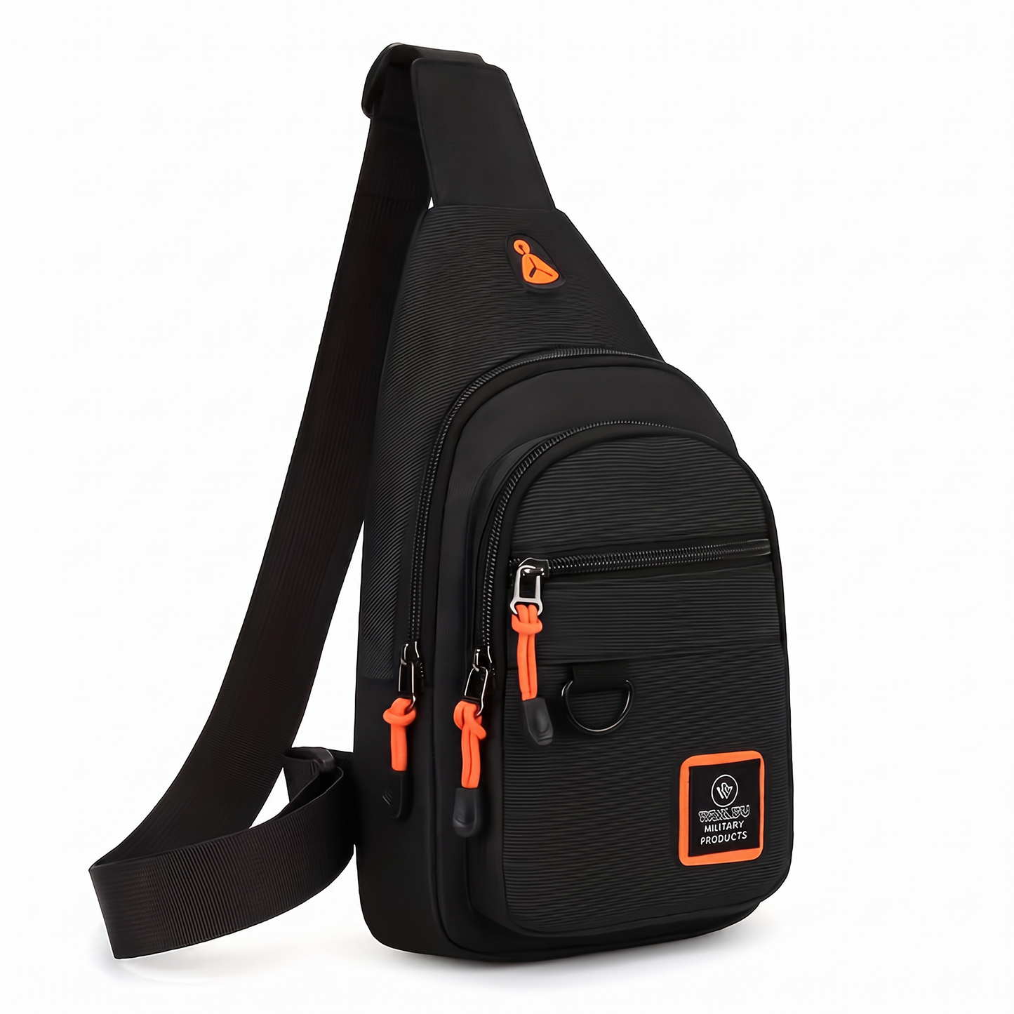 Men's Nylon Crossbody Bag, Multi-Pocket with Headphone Port, Water-Repellent Fabric