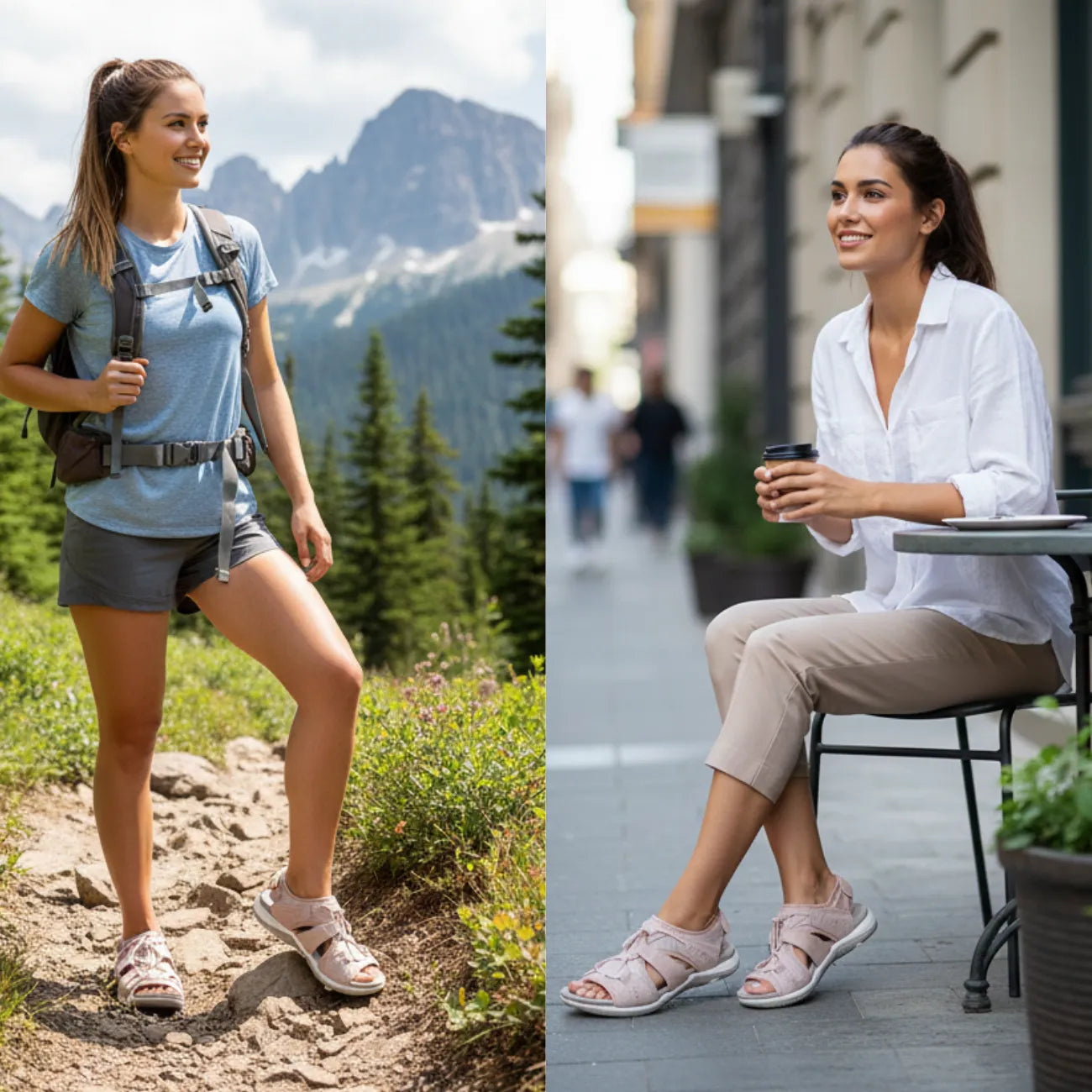 Women's Hiking Sandals with Breathable Mesh Upper, Adjustable Strap, and Non-Slip Sole