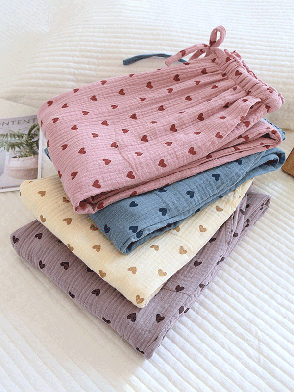 Sophie – Soft and elegant long cotton pajama with heart print