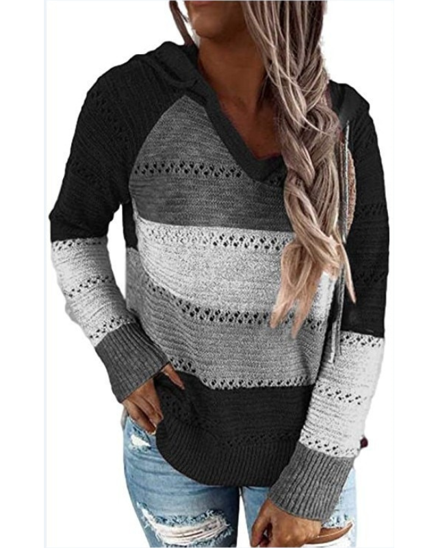 Sophie – Myk og Pustende Stripete Strikket Hoodie