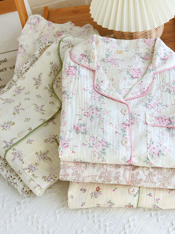 Sophie élégante en coton doux pyjama fleuri