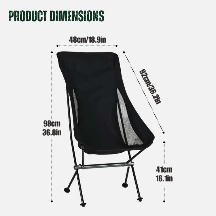 Ultra-Lightweight 900g High-Back Folding Camping Chair, Oxford Fabric and Aluminum Frame