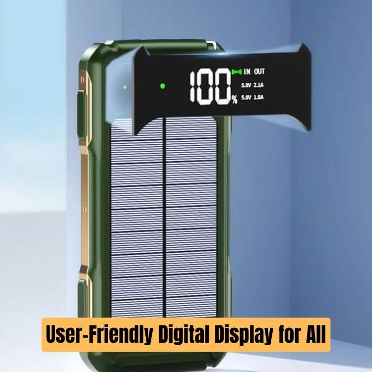20000mAh Solar Power Bank with Built-in Cables and Fast Charging
