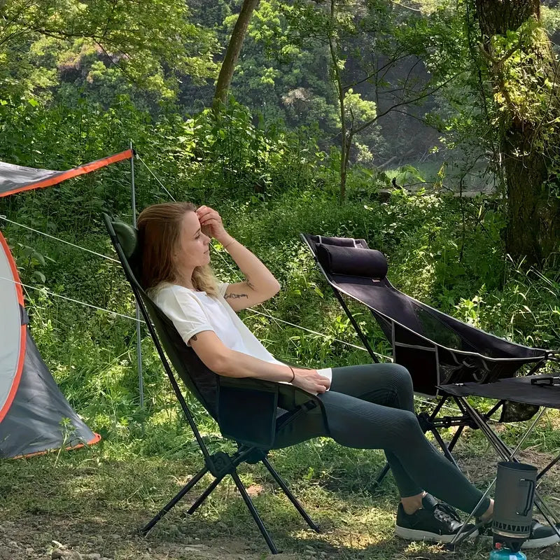 Chaise de Camping Pliable Haute avec Soutien Lombaire, Tissu Oxford Respirant, Charge 150 kg