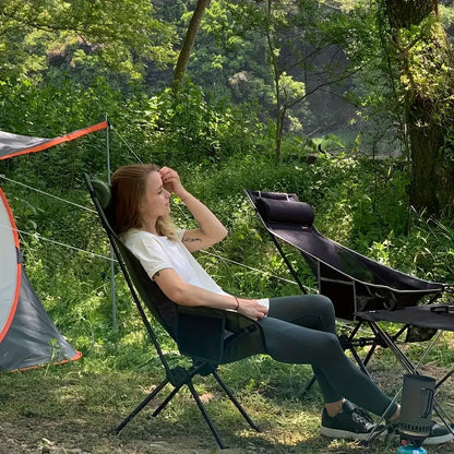 Chaise de Camping Pliable Haute avec Soutien Lombaire, Tissu Oxford Respirant, Charge 150 kg