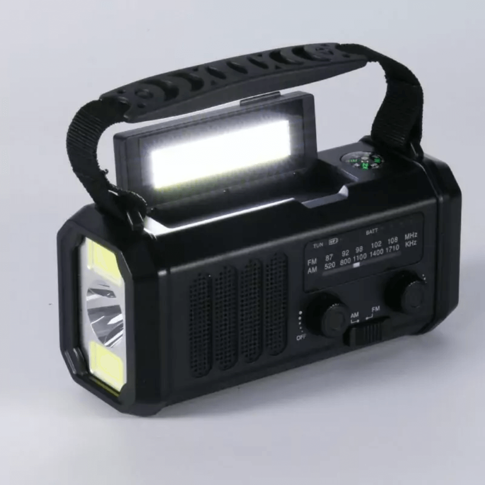 Emergency Radio 10000mAh Solar and Hand Crank, Power Bank with LED Lamp and AM/FM