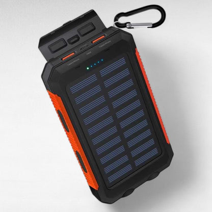 Batterie Externe Solaire 10000 mAh IP67, Double Port USB avec Mousqueton pour Randonnée