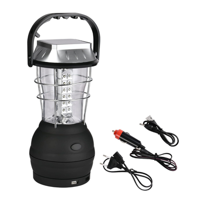Lanterne de Camping LED Solaire et à Manivelle, 5 Modes de Charge avec Sortie USB, IP64