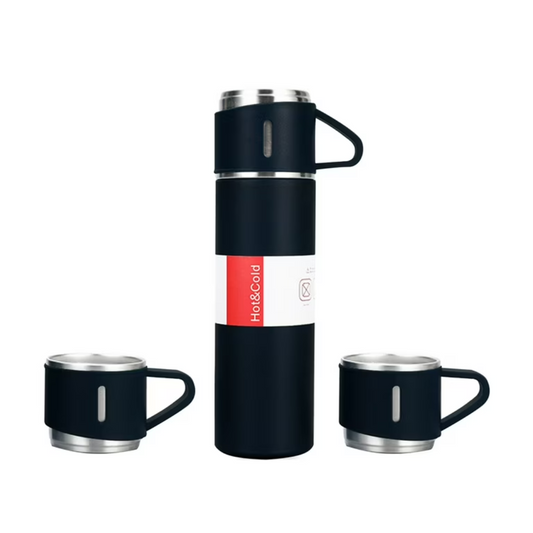 Stainless Steel Insulated Vacuum Flask 500ml with 2 Cups for Coffee and Tea