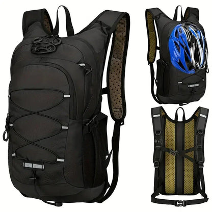 Water-Resistant Bike Backpack with Helmet Holder and Ventilated Back