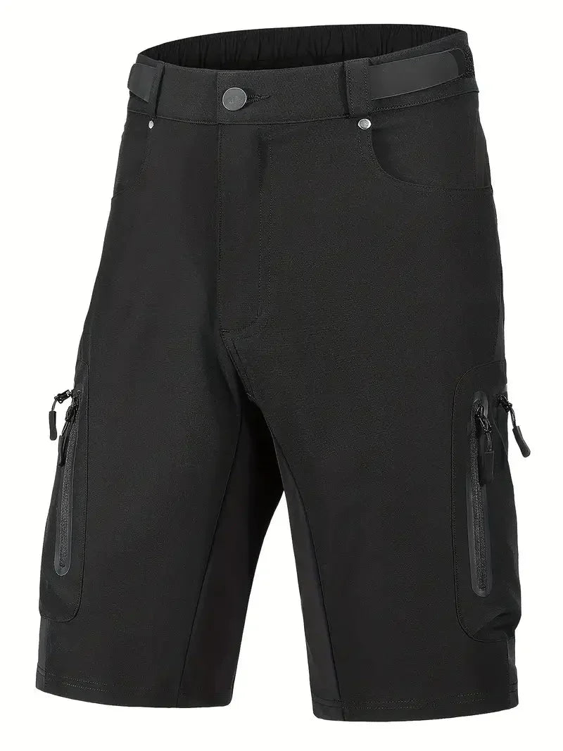 Short VTT Homme Cargo Respirant à Séchage Rapide, Poches Zippées et Tissu Technique Extensible