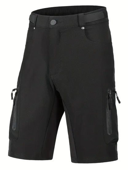 Short VTT Homme Cargo Respirant à Séchage Rapide, Poches Zippées et Tissu Technique Extensible