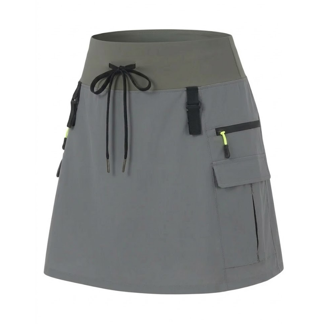 Skort Cargo Femme Taille Haute avec Short Intégré pour Randonnée et Golf