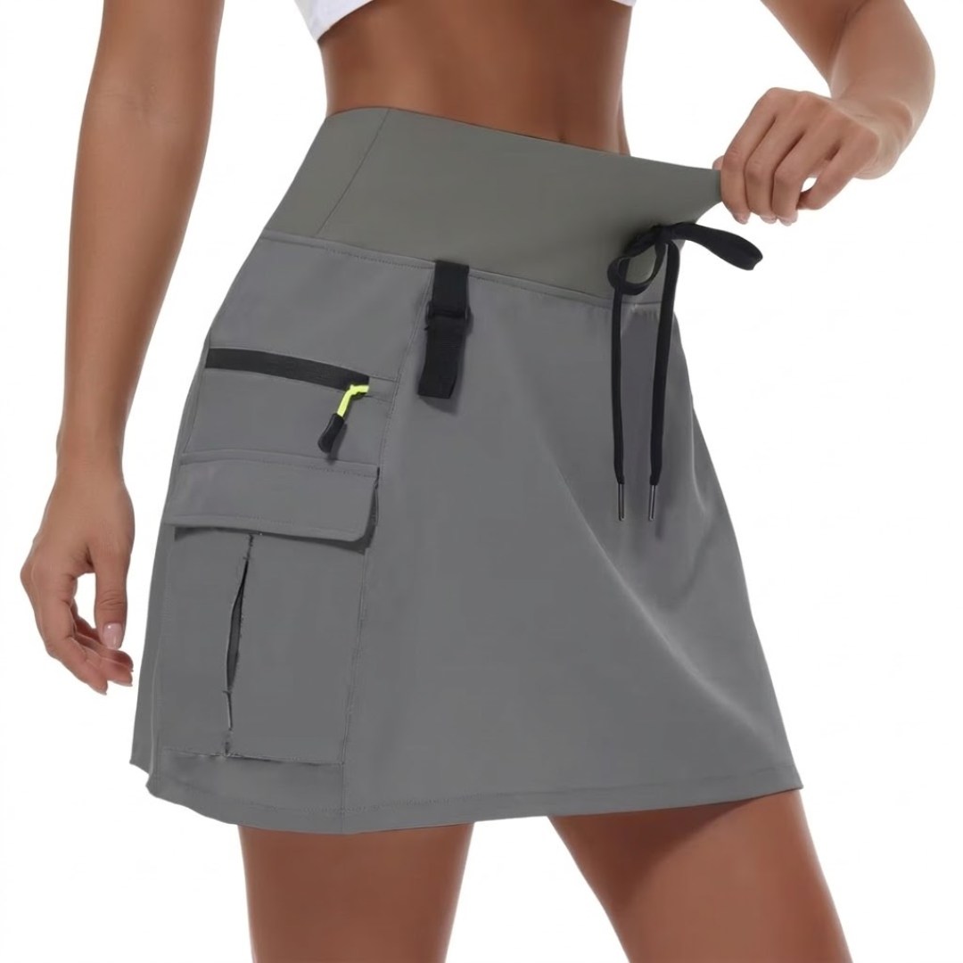 Skort Cargo Femme Taille Haute avec Short Intégré pour Randonnée et Golf