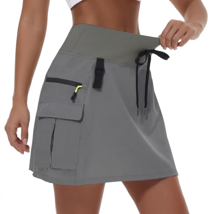 Skort Cargo Femme Taille Haute avec Short Intégré pour Randonnée et Golf