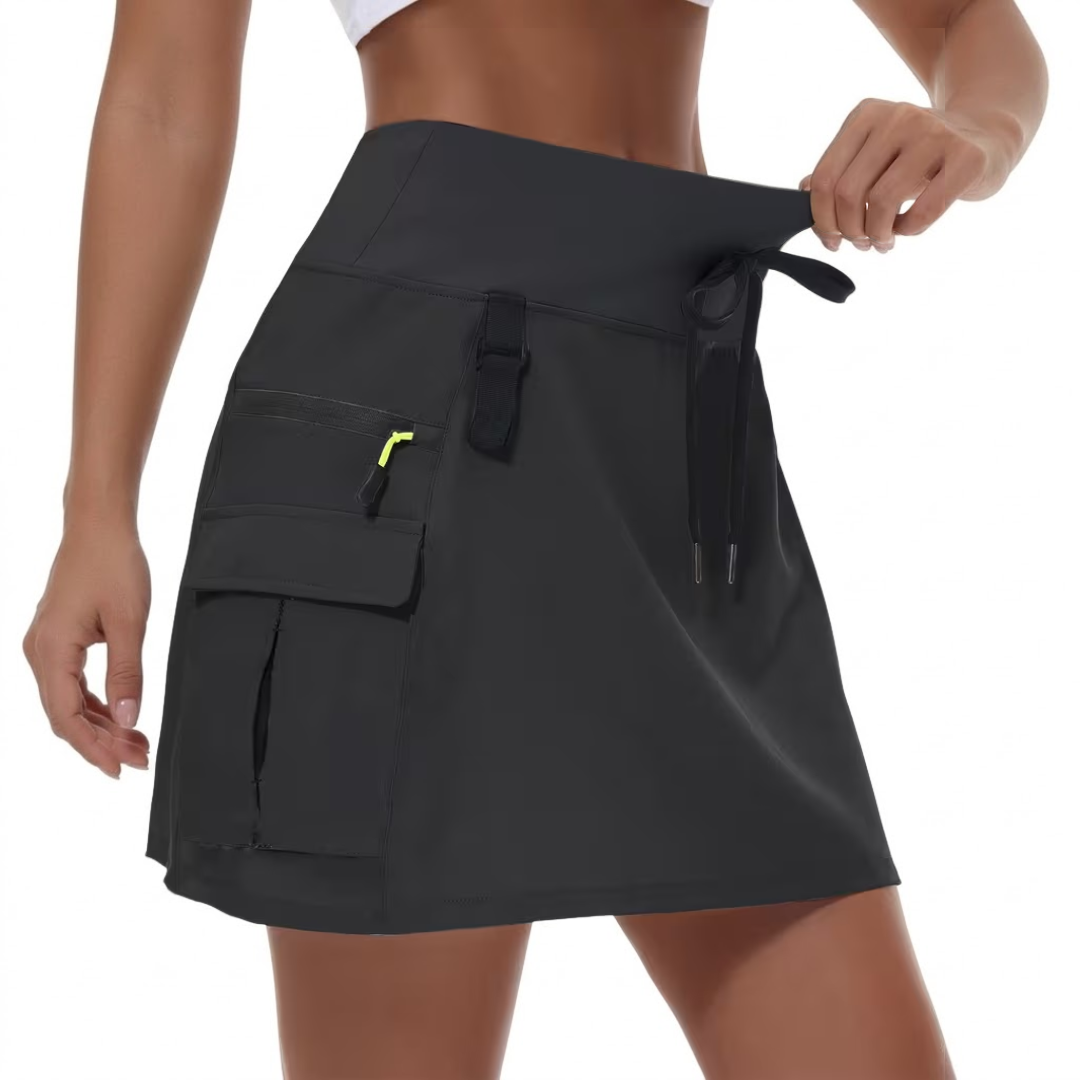 Skort Cargo Femme Taille Haute avec Short Intégré pour Randonnée et Golf