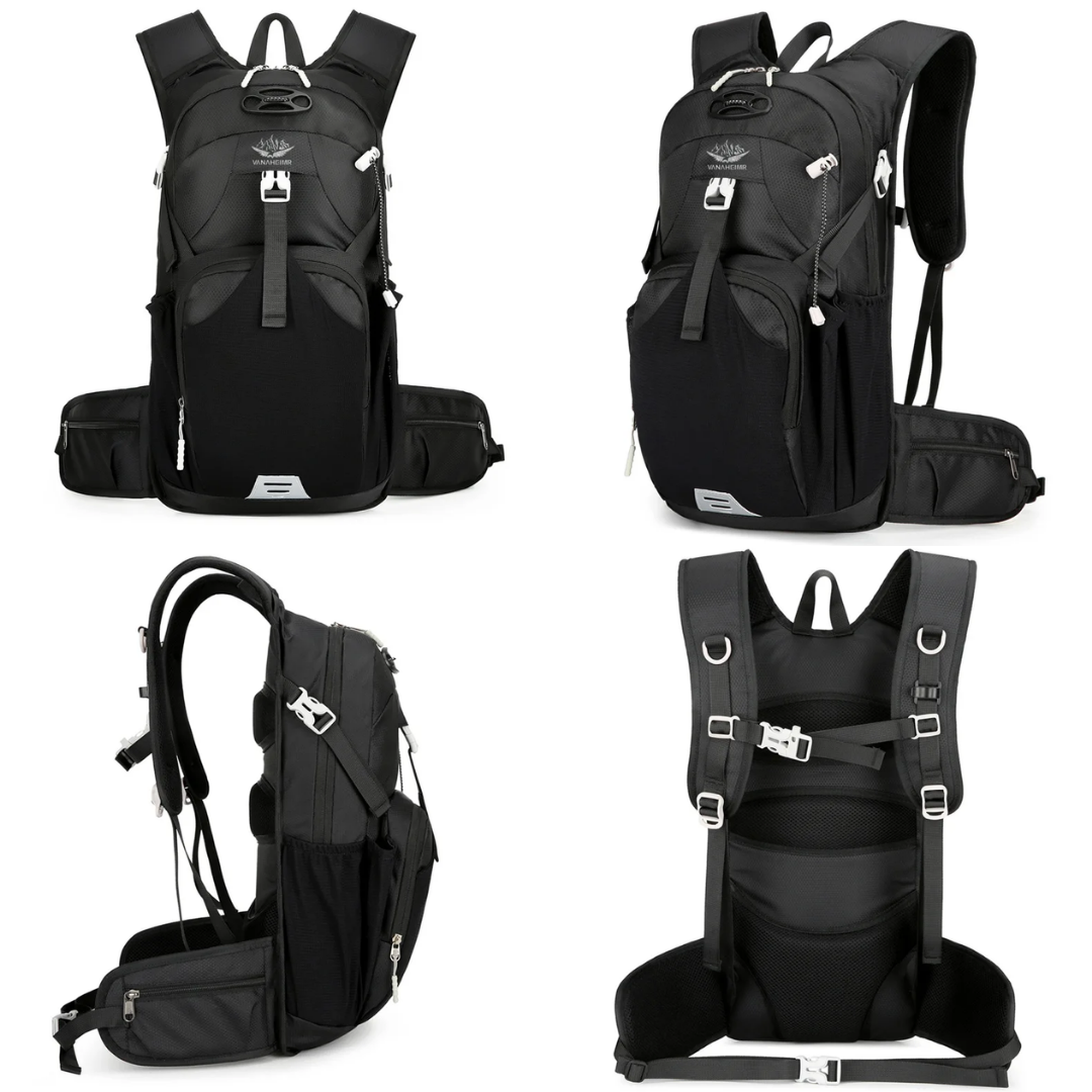Lightweight Outdoor Water-Repellent Backpack with Ventilated Back for Hiking and Cycling