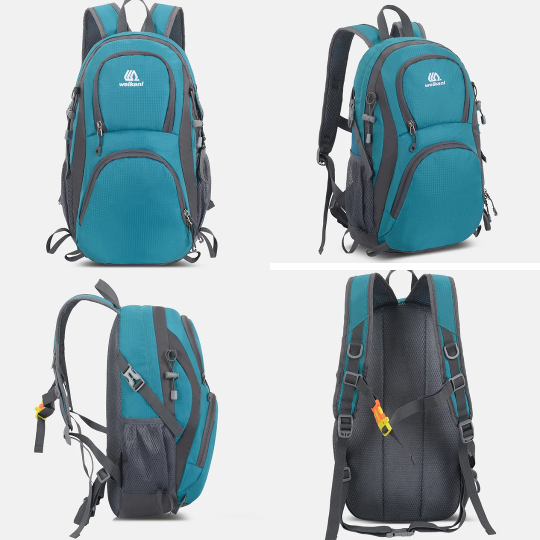 Sac à Dos Outdoor en Nylon Léger Déperlant, Grande Capacité Multi-Poches avec Dos Respirant