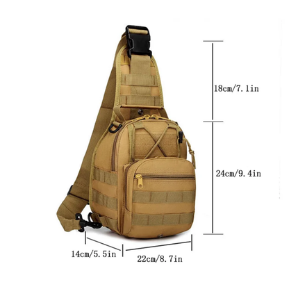 Sacoche Bandoulière de Poitrine en Toile Oxford 600D, Multi-Poches avec Système MOLLE