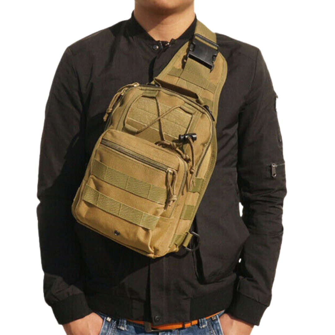 Sacoche Bandoulière de Poitrine en Toile Oxford 600D, Multi-Poches avec Système MOLLE