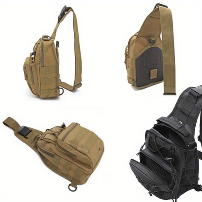 Sacoche Bandoulière de Poitrine en Toile Oxford 600D, Multi-Poches avec Système MOLLE