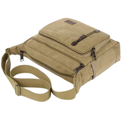 Sacoche Bandoulière en Toile Robuste, Grande Capacité avec Bandoulière Réglable, Style Unisexe