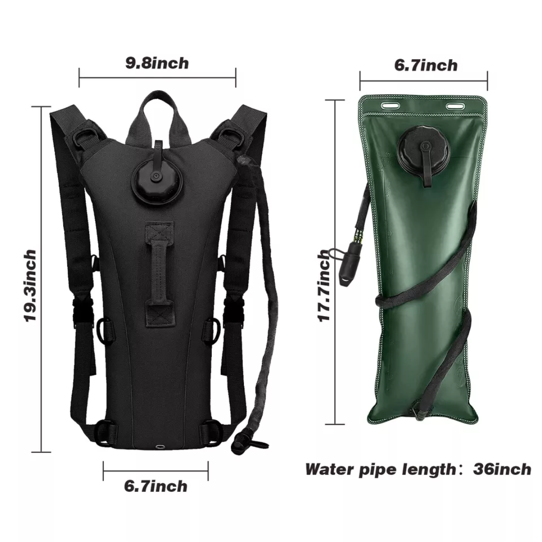 Sac à Dos d'Hydratation 3 L avec Poche à Eau, Nylon 900D Déperlant et Tuyau à Valve
