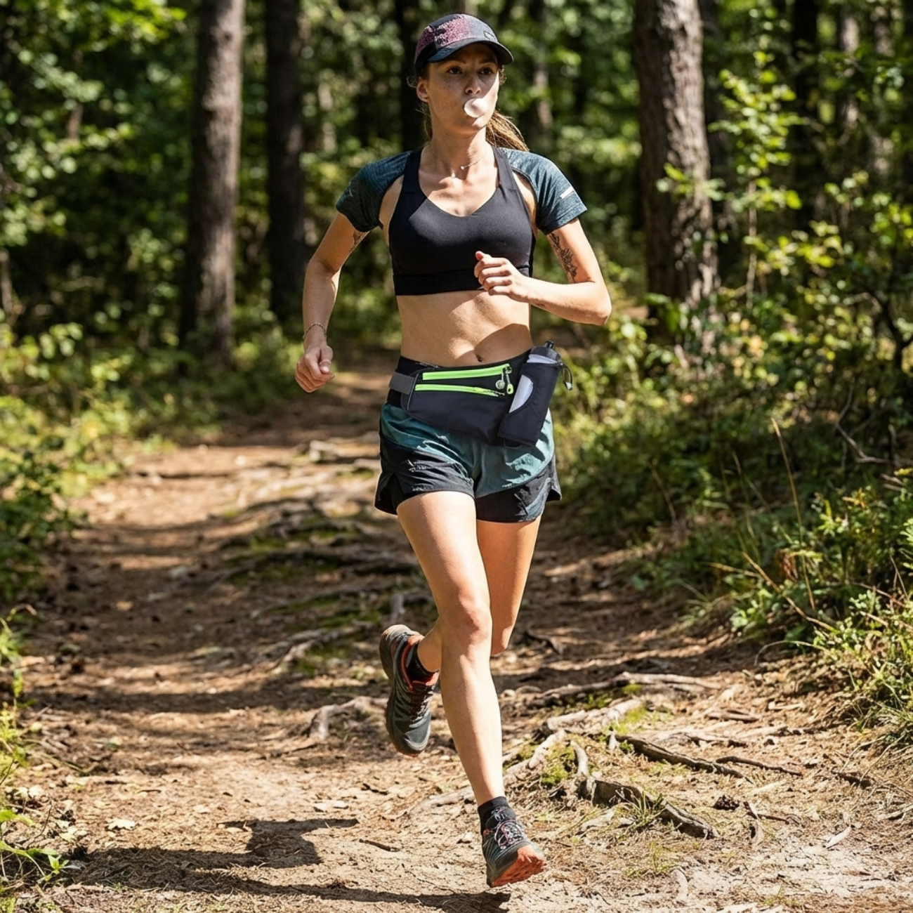 Ceinture de Running avec Porte-Bouteille Intégré, Poche Zippée et Bandes Réfléchissantes