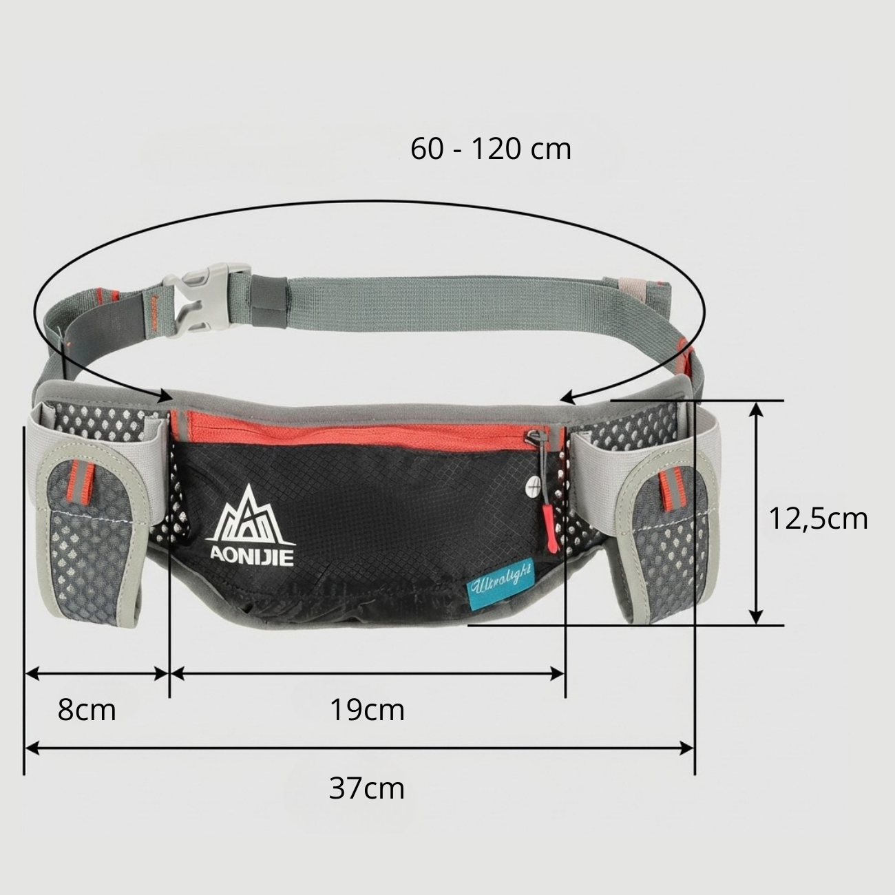 Ceinture de Running avec 2 Porte-Flasques, Sangle Extensible Réglable et Bandes Réfléchissantes