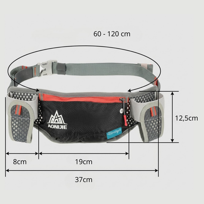 Ceinture de Running avec 2 Porte-Flasques, Sangle Extensible Réglable et Bandes Réfléchissantes