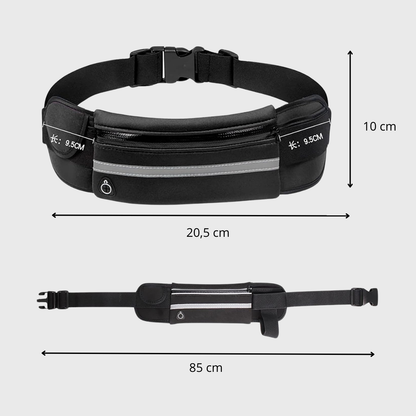 Ceinture de Running Fine et Extensible, Poche Zippée avec Bandes Réfléchissantes, Unisexe