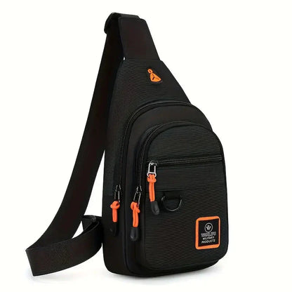 Men's Nylon Crossbody Bag, Multi-Pocket with Headphone Port, Water-Repellent Fabric