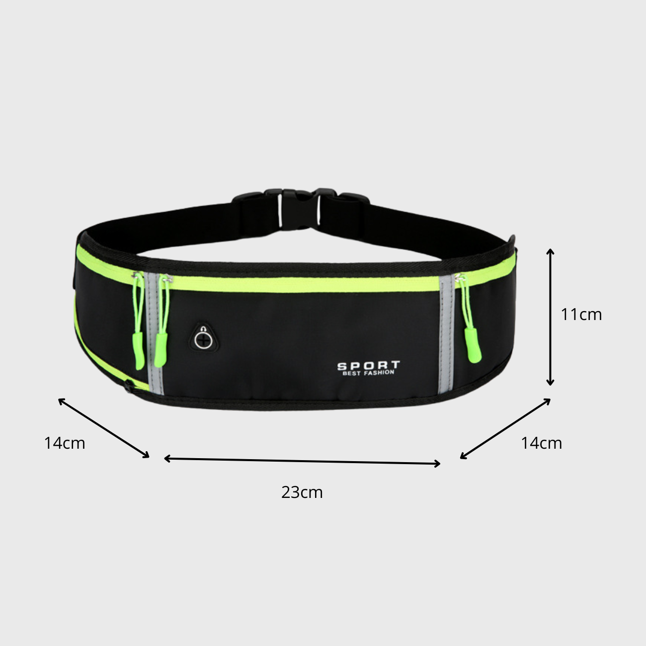 Ceinture de Running avec Porte-Bidon Caché, 3 Poches Zippées et Bandes Réfléchissantes