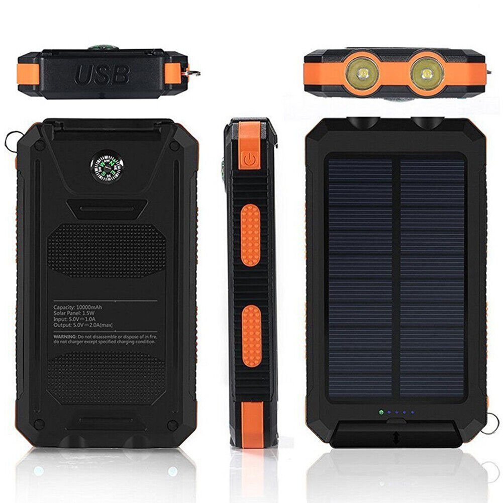 Batterie Externe Solaire Étanche et Antichoc 10000 mAh