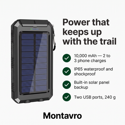 Waterproof and Shockproof Solar External Battery 10000 mAh