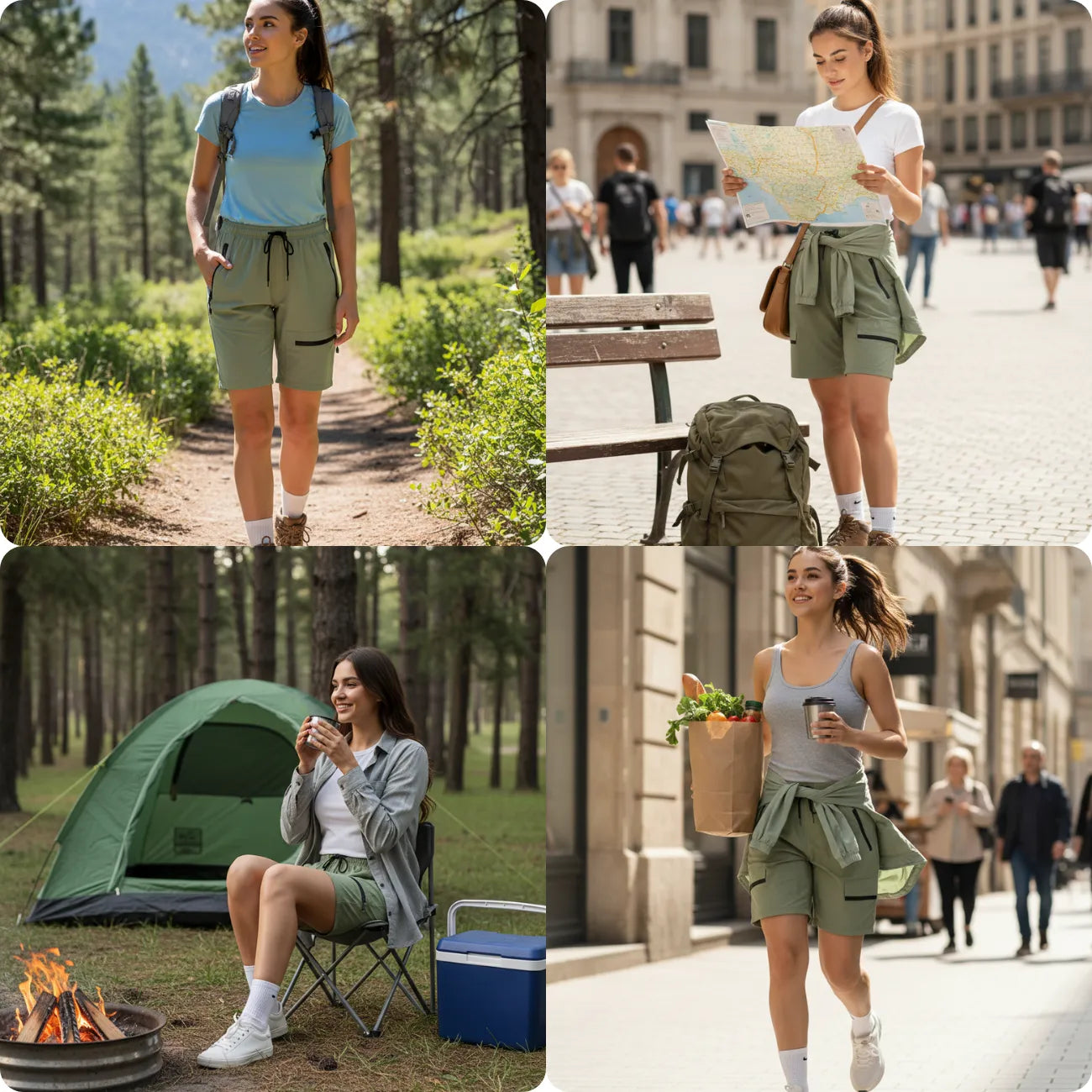 Bermuda de Randonnée Femme Extensible et Déperlant à Poches Zippées pour Trekking