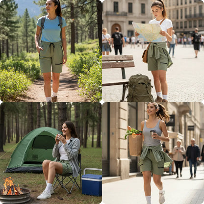 Bermuda de Randonnée Femme Extensible et Déperlant à Poches Zippées pour Trekking