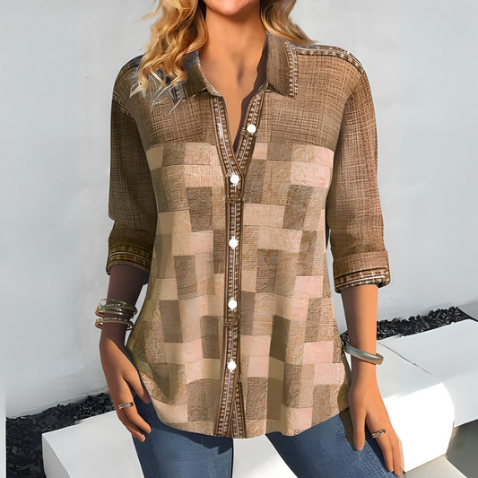 Blouse Femme - Manches 3/4 - Motif Patchwork