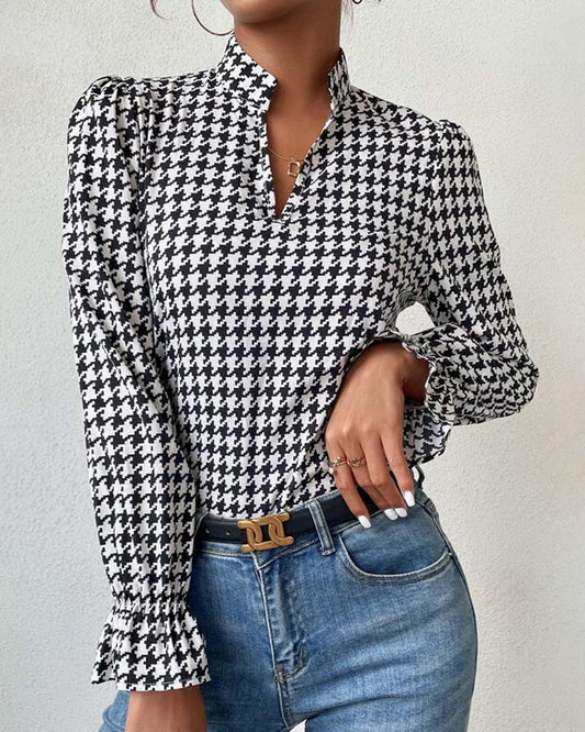 Blouse Femme - Manches Longues Légèrement Bouffantes