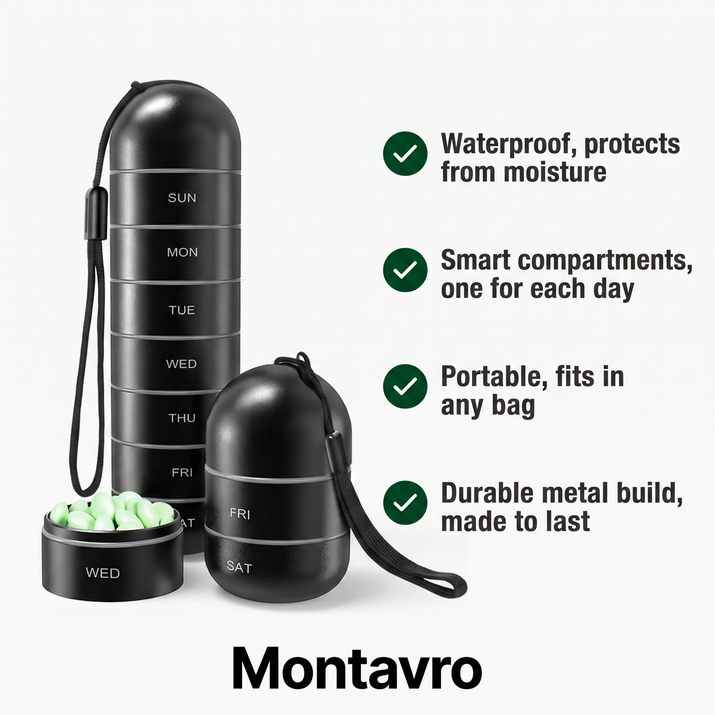 Supplement Storage Box - Waterproof Pill Organizer